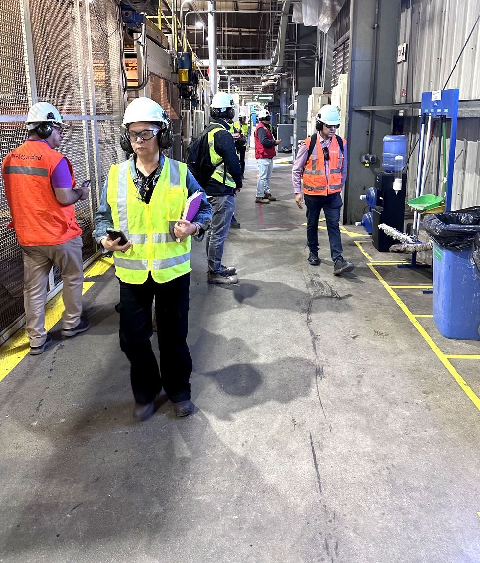 Supervisora de TYCHE recorriendo una planta con la pauta de verificación en mano